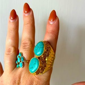 Turquoise & Gold Handmade Ring